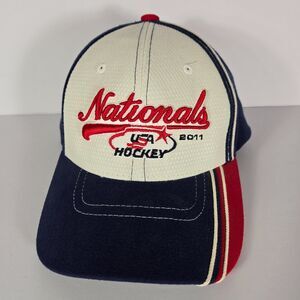 USA Hockey Zephyr Hat M/L Anaheim CA National Team Cap Flex Fit Adult Blue White